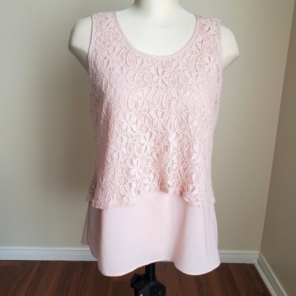 Suzanne Grae Cream Lace Sleeveless Top Blouse Size 12 - Picture 7 of 7